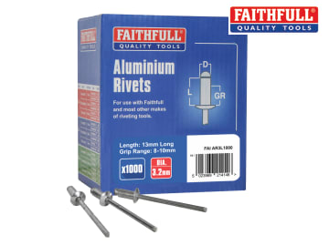 Faithfull FAIAR4S100 Aluminium Rivets 4 x 7mm Short Pre-Pack of 100