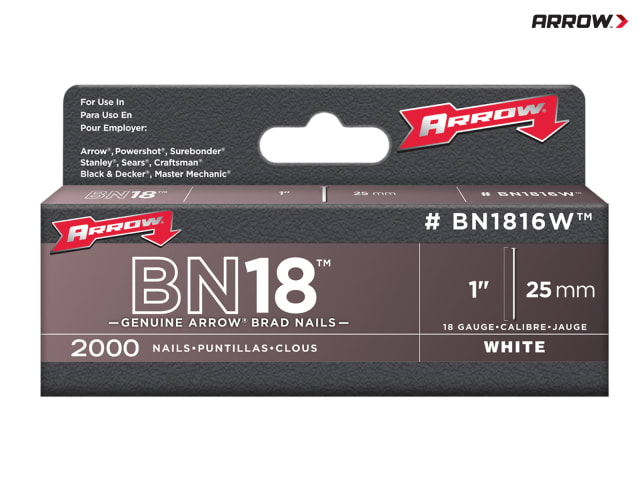 Arrow BN1812B Brad Nails 20mm Brown Head Pack 2000 & 38mm Pack 1000 