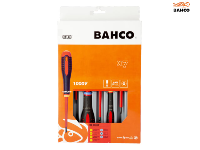 Bahco 9888S BE-9888s VDE Ergo Slot/Pozi Screwdriver Set (7 Pieces)