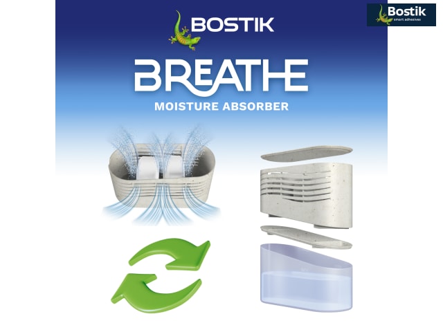 Bostik RESPIRE Déshumidificateur d’Air Anti Condensation, Absorbeur  d’Humidité, pour des Pièces Jusqu’à 25m², Inclus 2 Recharges Tablettes Sans