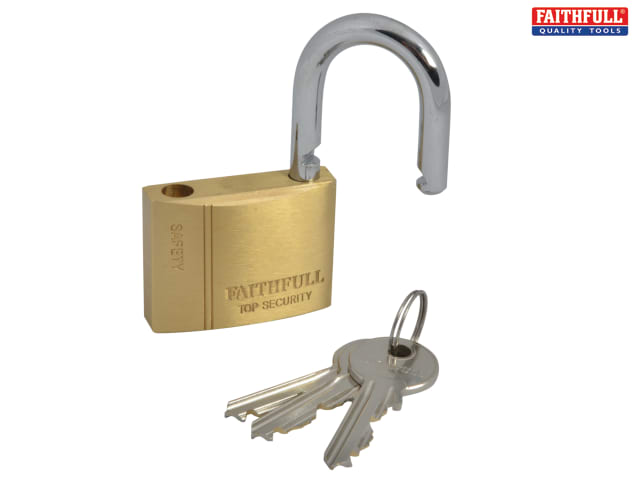 Faithfull TWIN PACK Brass Padlocks 40mm With 2 Keys Security Lock Home Safety 