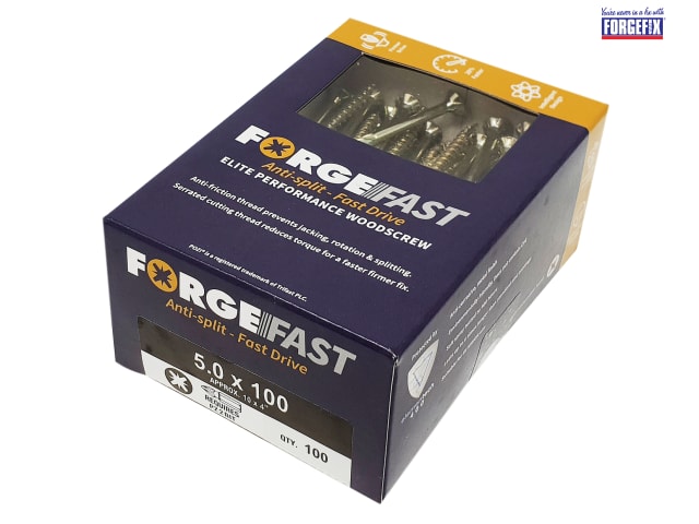 Forgefix FORFFP470Y 4.0 x 70mm Pozi Compatible Wood Screw Box of 100