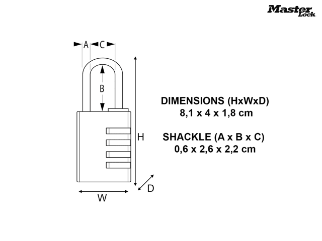 Master Lock Aluminium 20mm 3-Digit Combination Padlock