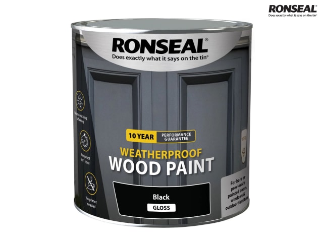 10 Year Weatherproof Wood Paint Black Gloss 2.5 litre