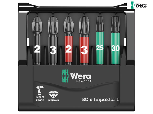 WER057646 Box 5 Wera 840/4 Impaktor Insert Bit Hex-Plus 6mm x 50mm 