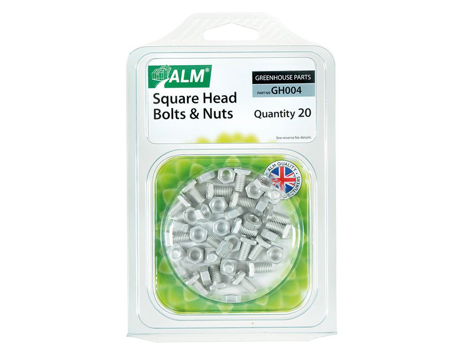 ALM Greenhouse Green House Square Head/Headed Nuts & Bolts Pack of 20 GH004 