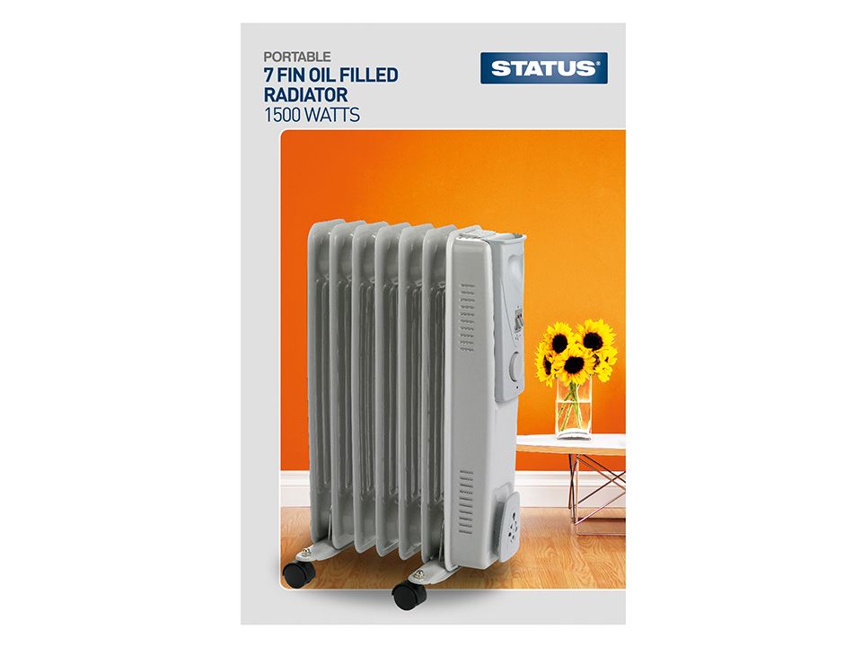 Status International 7 Fin Oil Filled Radiator 1500W OFH7-1500WW1PKB  5022822180383 | eBay